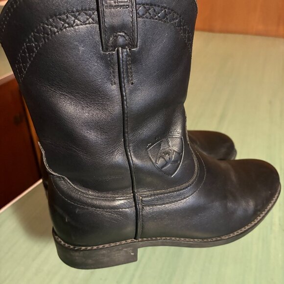 Mens Ariat ATS Heritage Black Leather Roper Western Boots Size 10 W #34101 - Picture 5 of 16